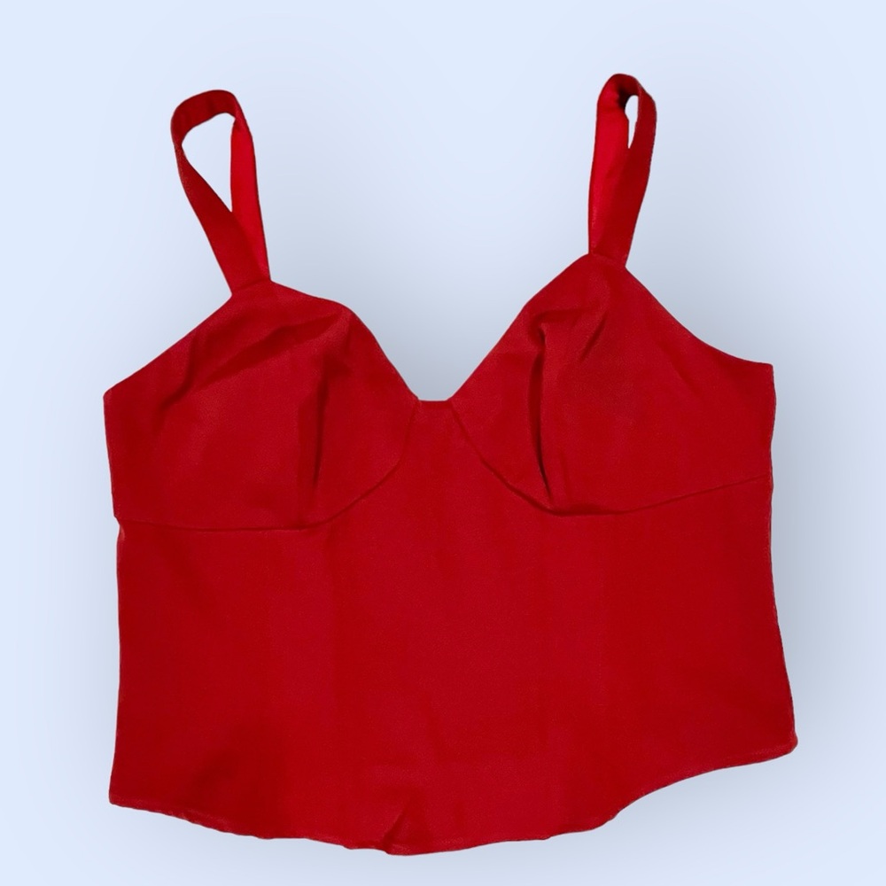 New York & Company Red Corset Top Large Bustier Cami Zip Back NWT